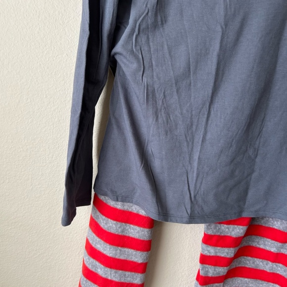 Holiday PJs Set Oh What Fun Gray Red Stripe Snowflake Fleece Long Sleeve Small - Picture 12 of 16